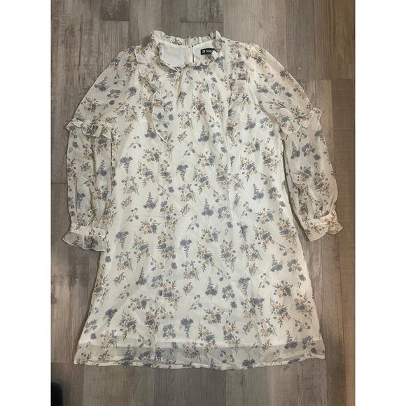Allegra K Floral Chiffon Ruffle Mock Neck Swing Dress size medium - Picture 10 of 14